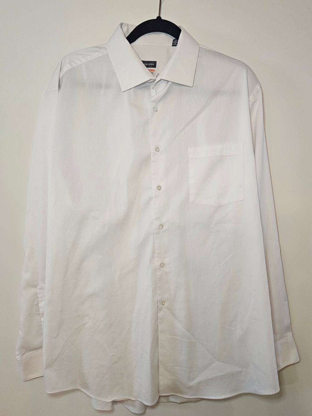Van Heusen White Stain Shield Regular Fit Stretch Dress Shirt 17 - 34/35 XL -B42